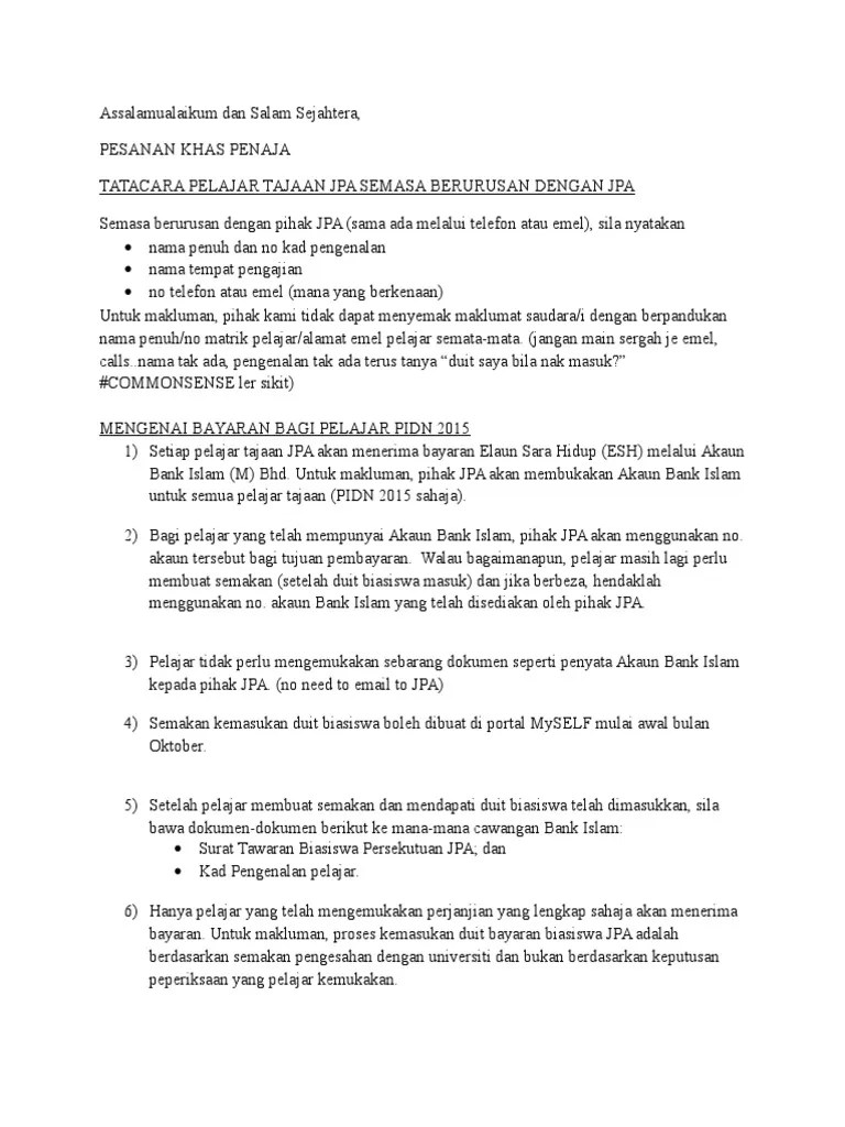 Contoh surat rayuan biasiswa jpa sample site g cute766. Surat Dari Jpa Pdf