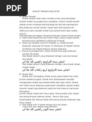 MATERI Sholat Tarawih Dan Witir | PDF