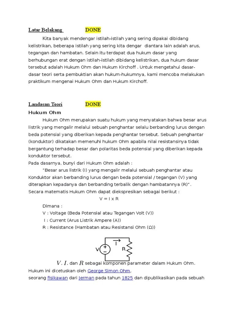 Mempelajari pengaruh hambatan terhadap arus listrik. Praktikum Hukum Ohm & Hukum Kirchoff