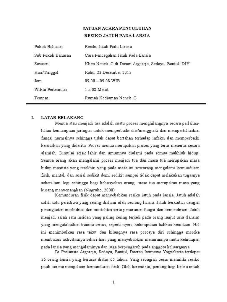 Sap Resiko Jatuh Lansia | PDF