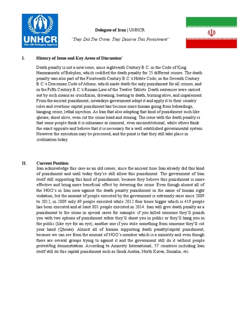 View a sample position paper here. Example of Position Paper for MUN | Capital Punishment ...