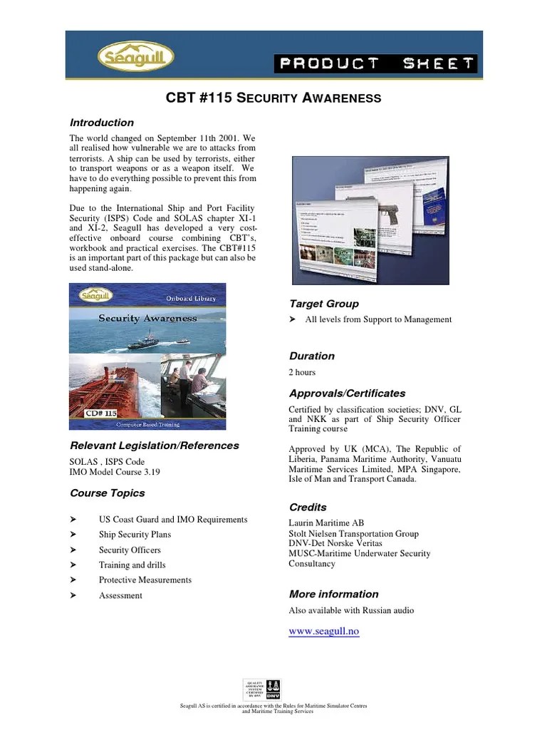 Was inspired answers will vary. Cbt 115 Security Awareness Pdf