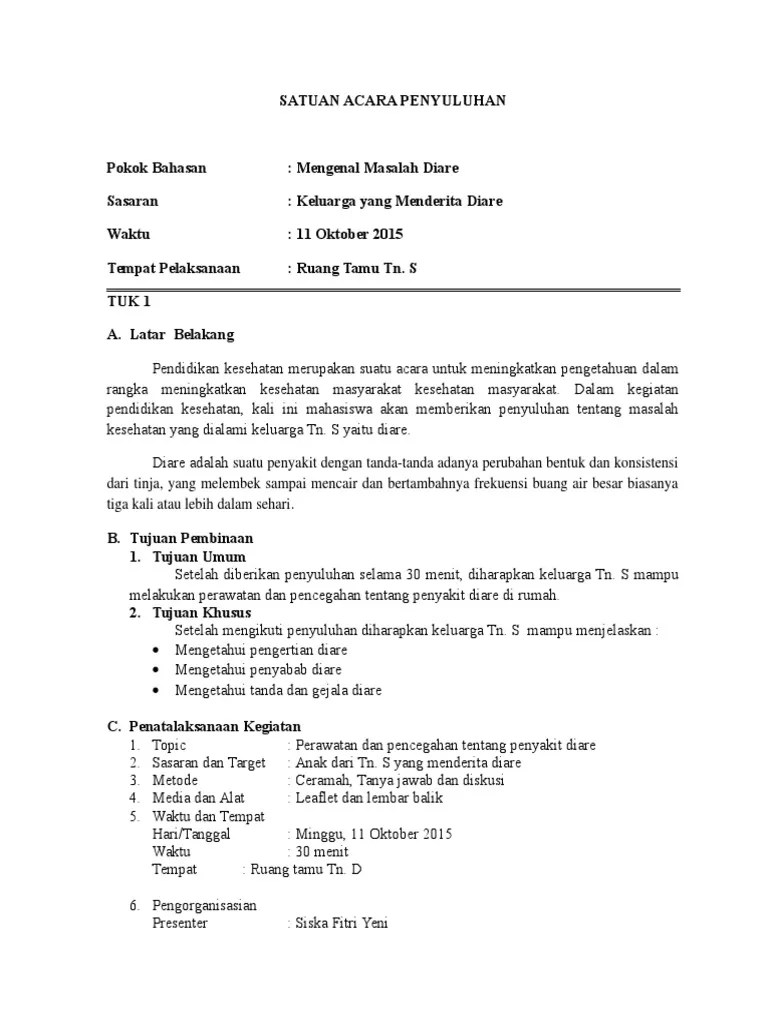 Satuan Acara Penyuluhan Diare | PDF