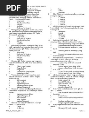 Soal Uas Ganjil 2 Agama | PDF