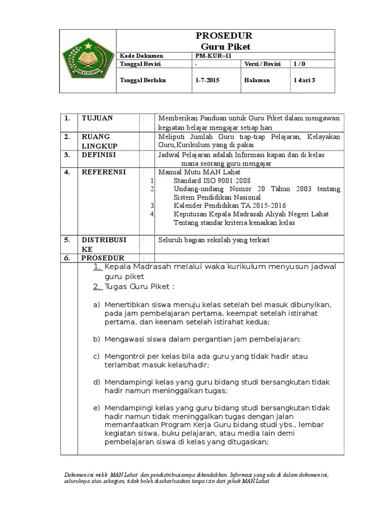 Istirahat tahunan menurut contoh yang ditetapkan (daftar a dan daftar b);. Contoh Laporan Kegiatan Guru Piket Nusagates