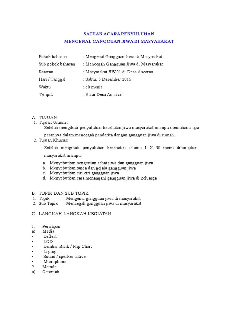Satuan Acara Penyuluhan Jiwa | PDF