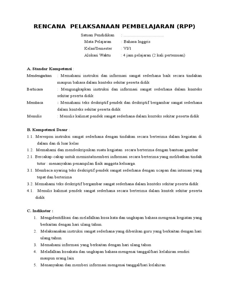 Anda bisa memilih untuk membaca versi bahasa indonesia atau inggrisnya, . Rpp Bahasa Inggris Kelas 6 Pdf