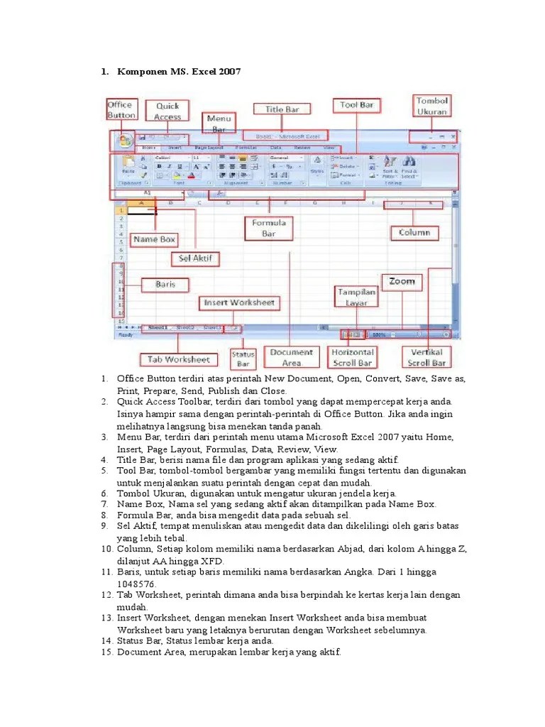 Komponen MS Excel 2007 2010 | PDF