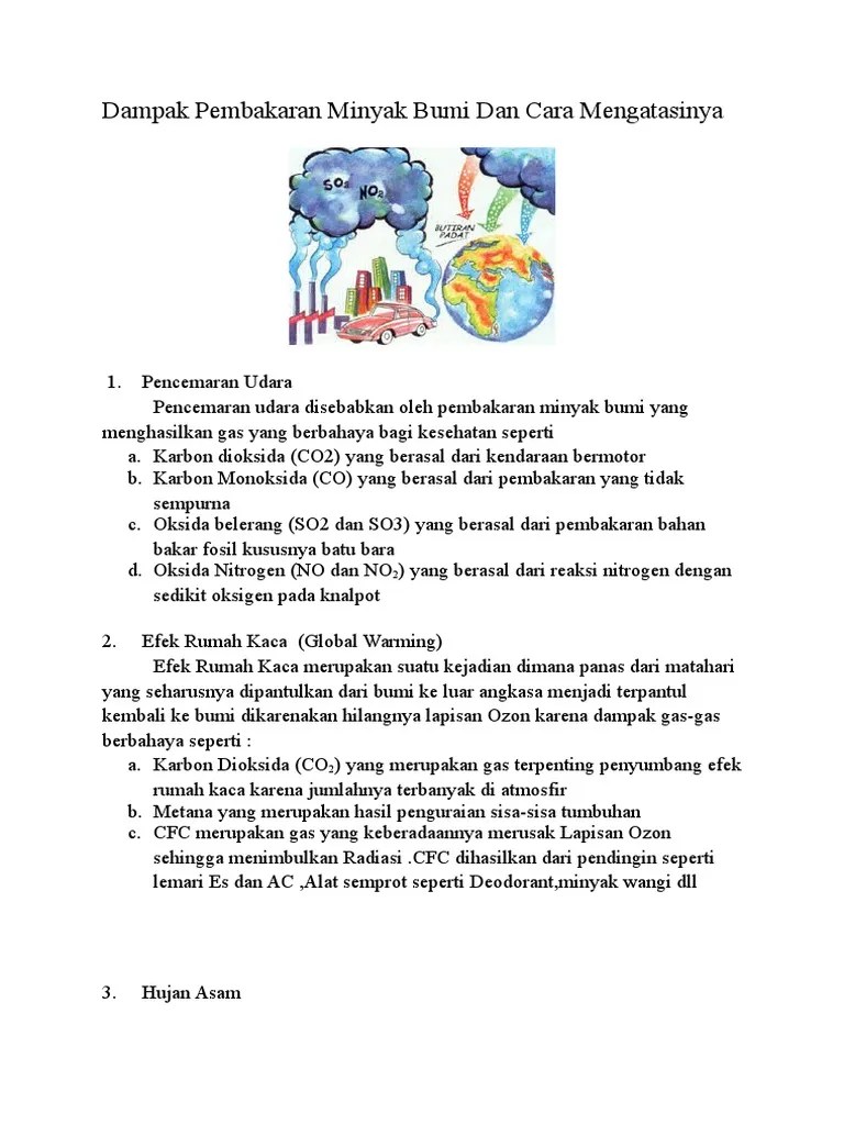 Dampak Pembakaran Minyak Bumi Dan Cara Mengatasinya | PDF