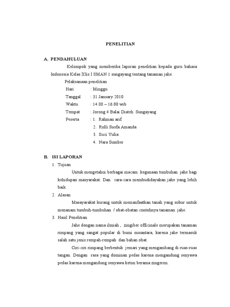 Bab i pendahuluan 1.1 latar belakang tumbuhan merupakan makhluk hidup yang berperan sebagai produsen di muka bumi ini. Karya Ilmiah Sma Penelitian Tanaman Jahe Pdf