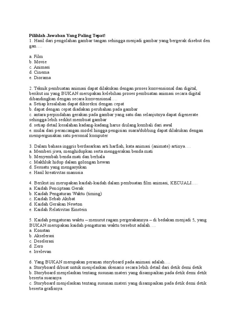 Soal Stop Motion Beserta Jawabannya
