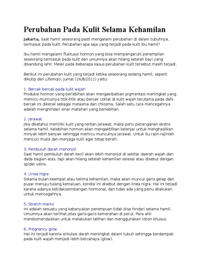 Perubahan Pada Kulit Selama Kehamilan | PDF