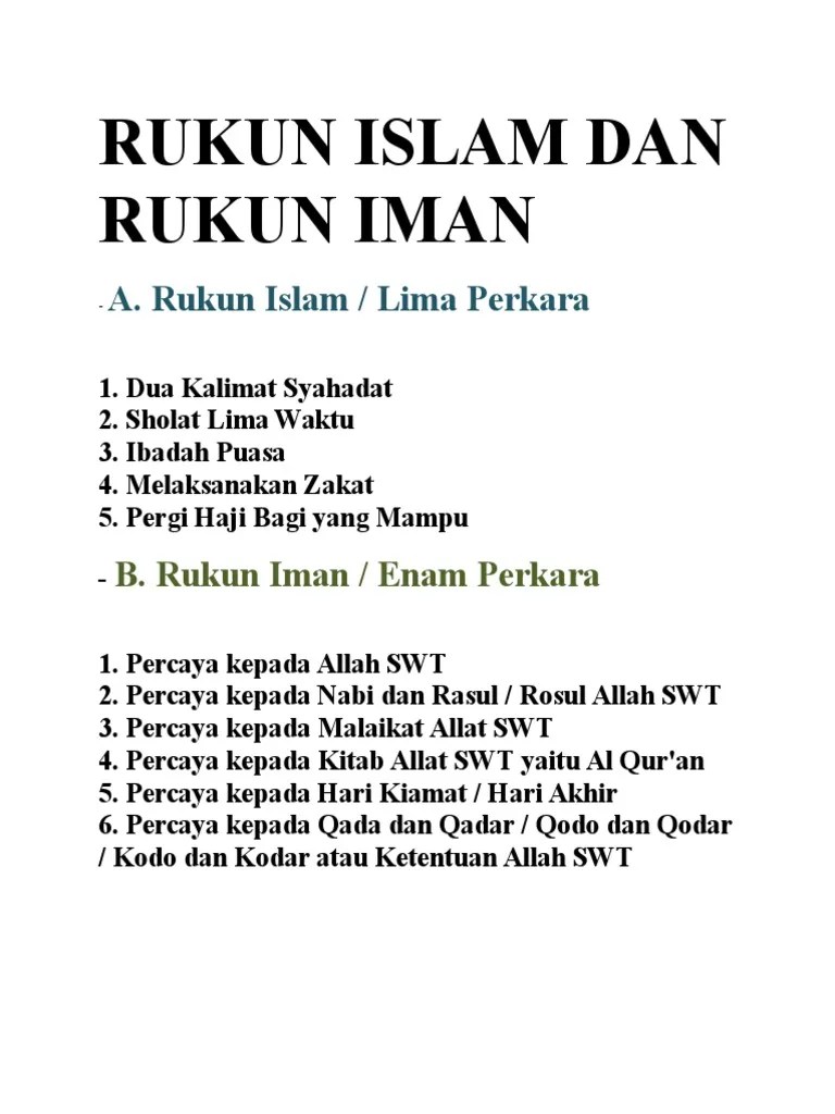 Rukun Islam Dan Rukun Iman | PDF