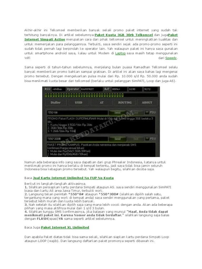 Paket simpati loop tm jumbo semua operator rp.28 ribu : Cara Daftar Paket Telkomsel Docx
