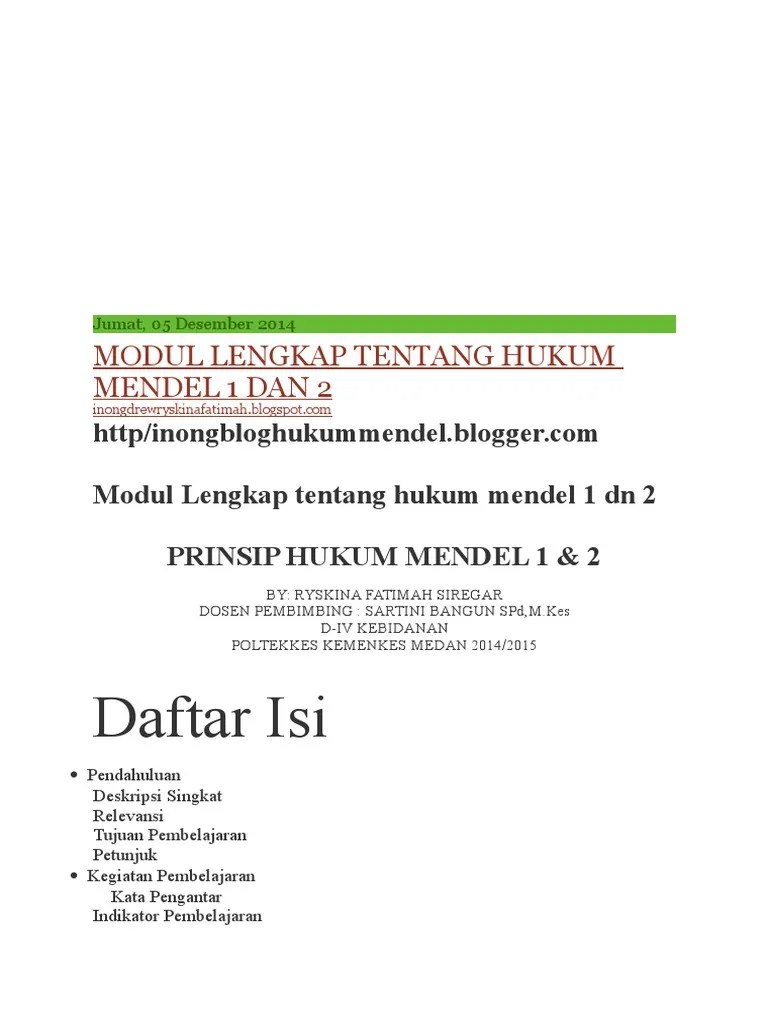 Modul Lengkap Tentang Hukum Mendel 1 Dan 2 | PDF