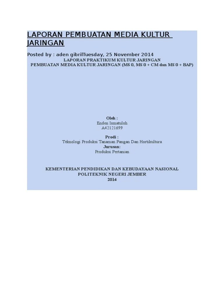 Laporan Pembuatan Media Kultur Jaringan | PDF