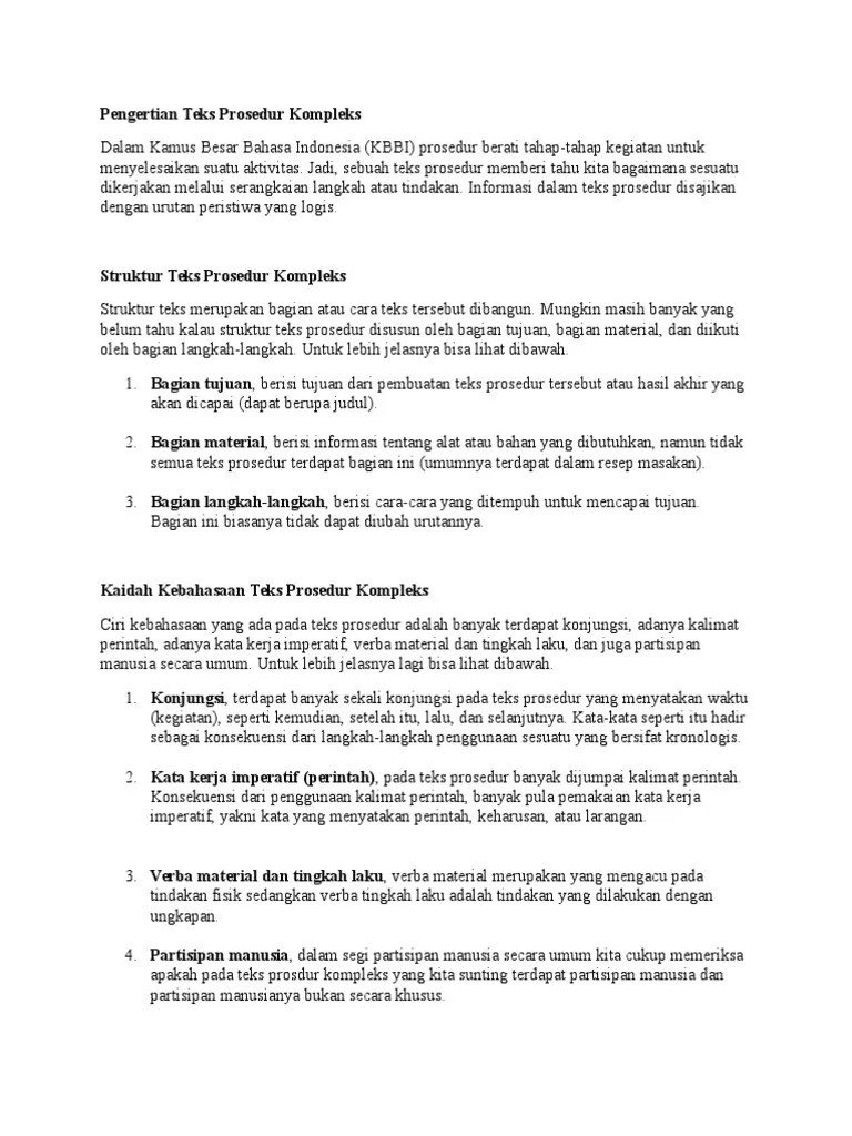 Pengertian Teks Prosedur Kompleks | PDF