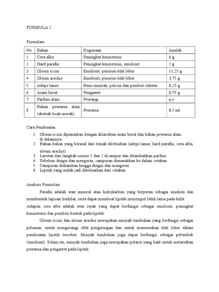 Formulasi Lipstick | PDF