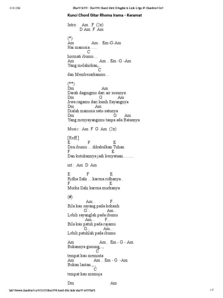 How to read a piano chord diagram. Rhoma Irama Keramat Chord Gitar Dangdut Lirik Lagu At Chordvisa