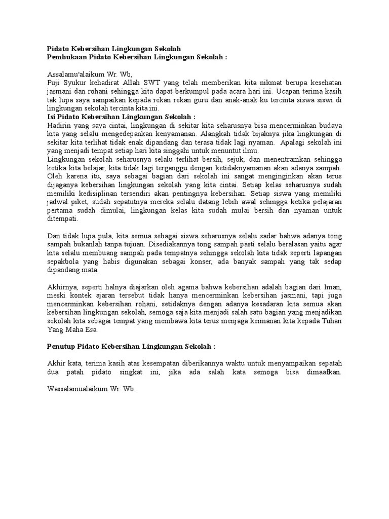 Check spelling or type a new query. Pidato Kebersihan Lingkungan Sekolah