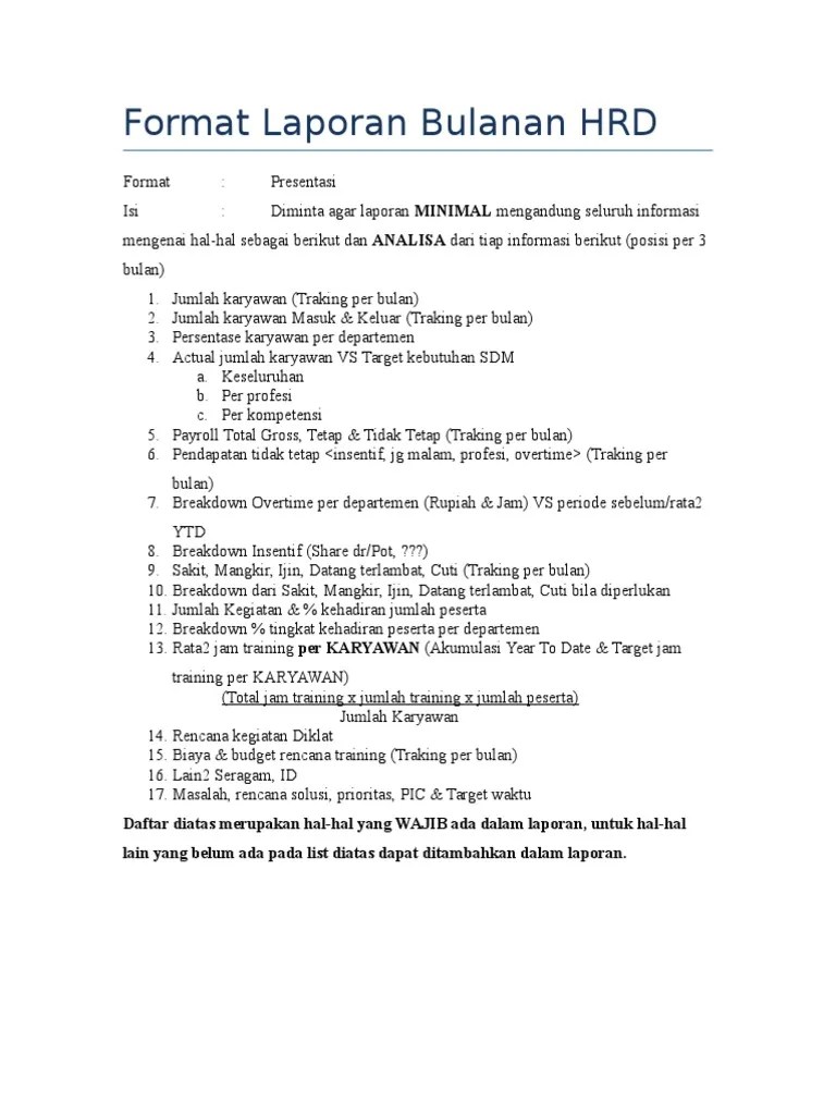 Contoh laporan penjuaian bab l pendahuluan 1. Contoh Laporan Kerja Bulanan Karyawan Aneka Macam Contoh