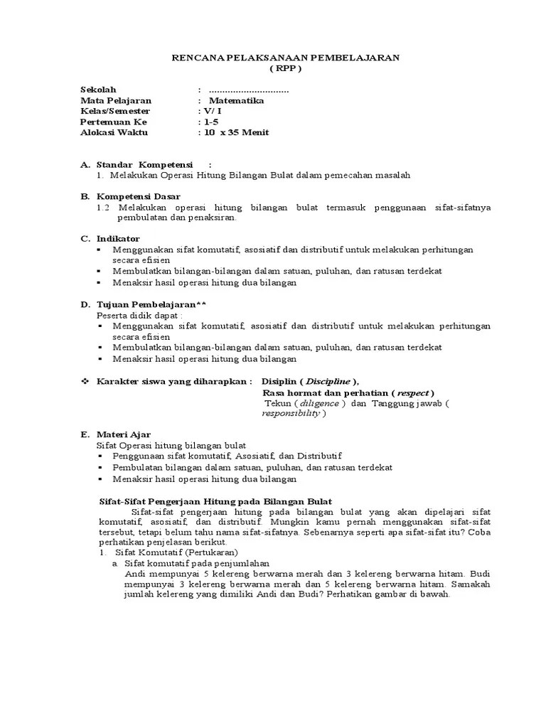 Maybe you would like to learn more about one of these? Rpp Matematika Kelas V Sd Ktsp