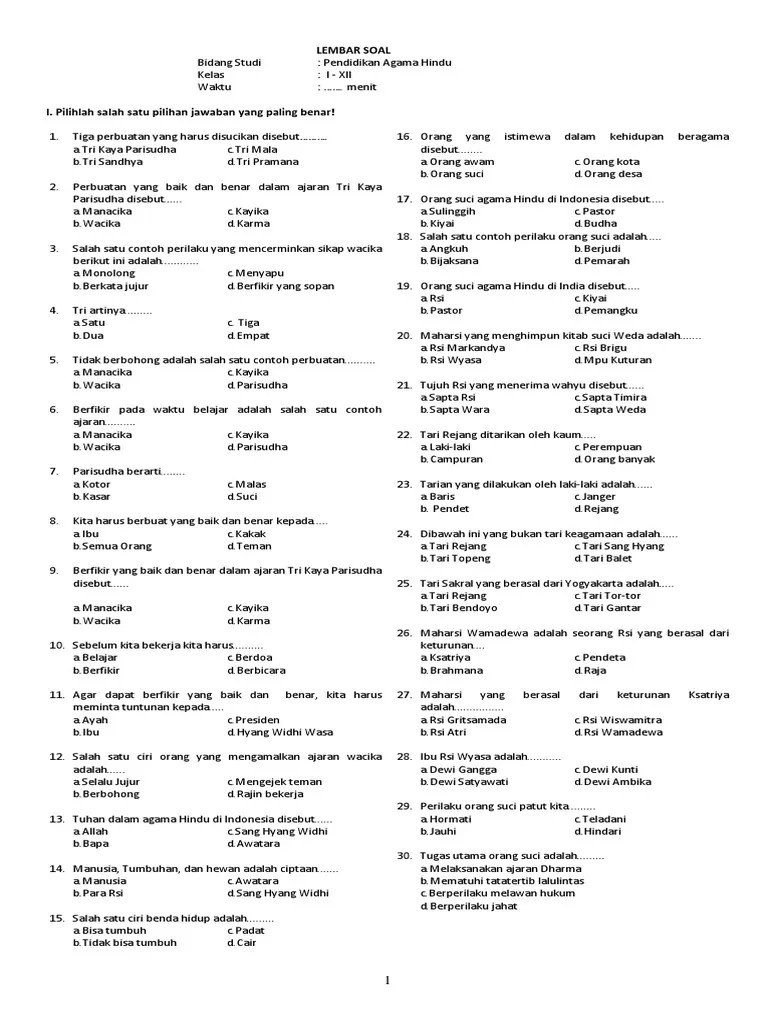 Jawaban soal latihan pada modul tersebut. Soal Agama Hindu Kelas 11 Perkawinan Kunci Jawaban Web Edukasi Sekolah