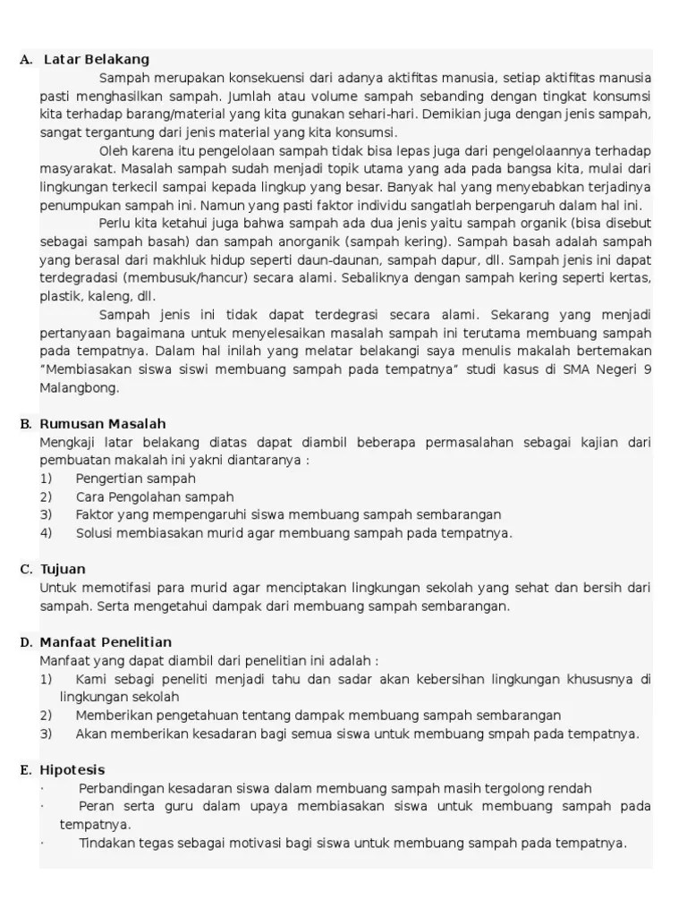 Contoh Proposal Penelitian Siswa | PDF