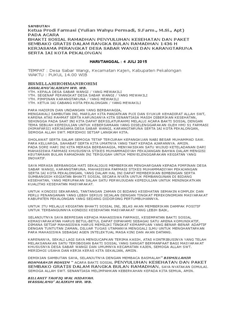 Sambutan Baksos | PDF