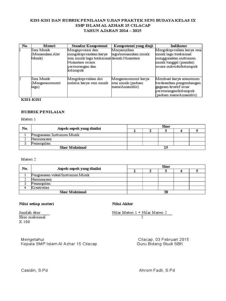 Kisi kisi ujian praktek sbk kelas 9 smp mts kurikulum 2013 dan. Kisi Kisi Ujian Praktek Pdf
