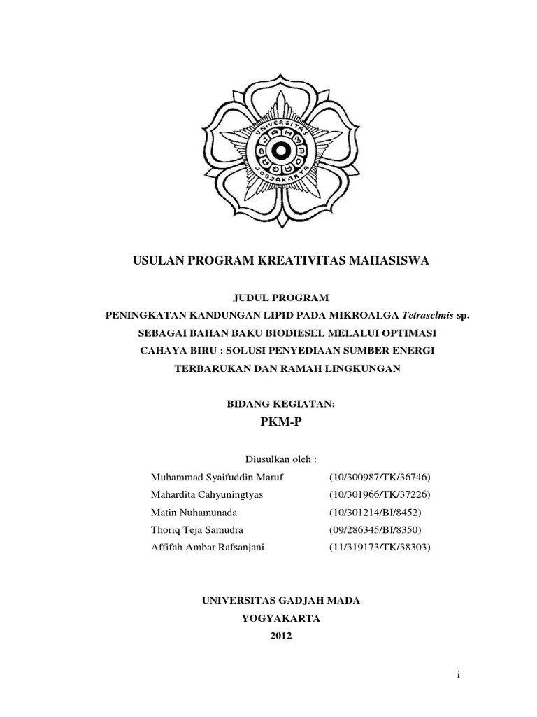 Dari jumlah dan karakteristik yang dimiliki oleh populasi. Contoh PKM bidang penelitian