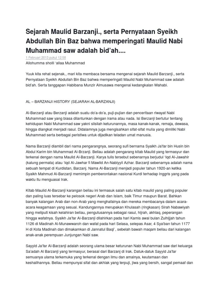 Sejarah Maulid Barzanji | PDF