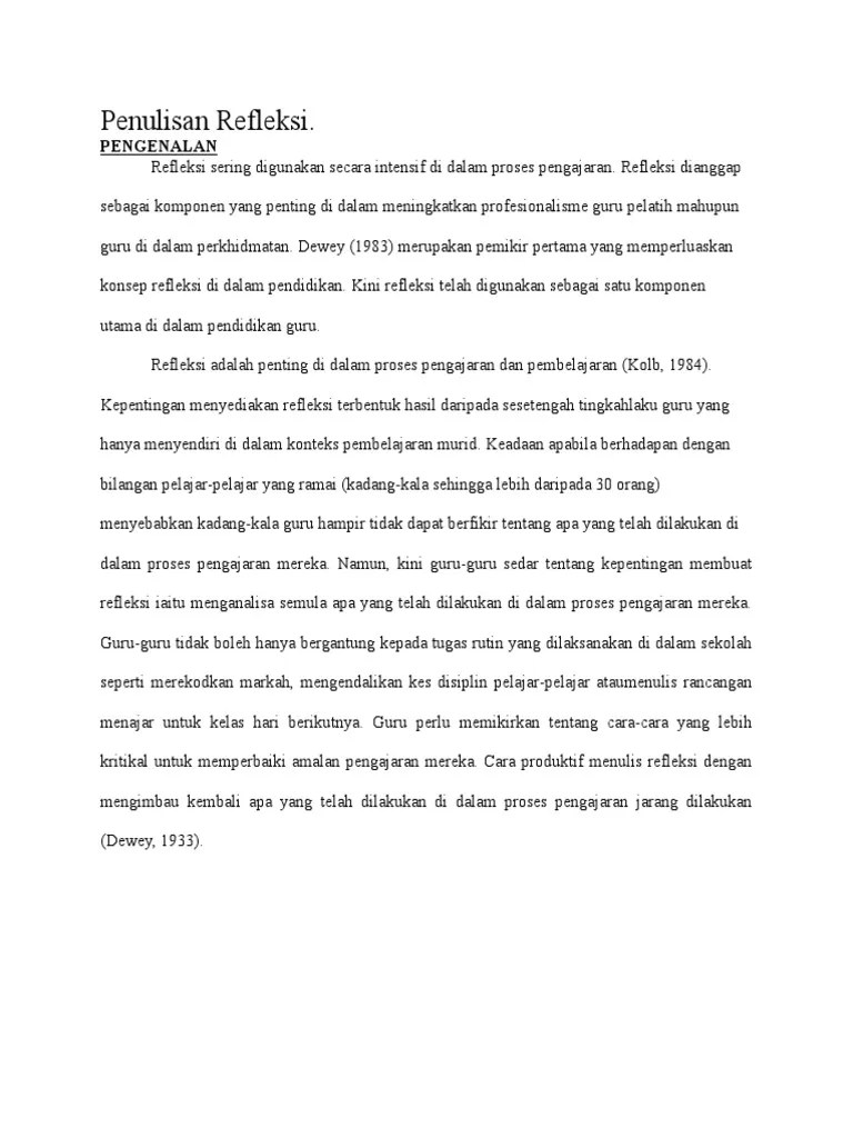 Contoh Penulisan Refleksi Terbaik