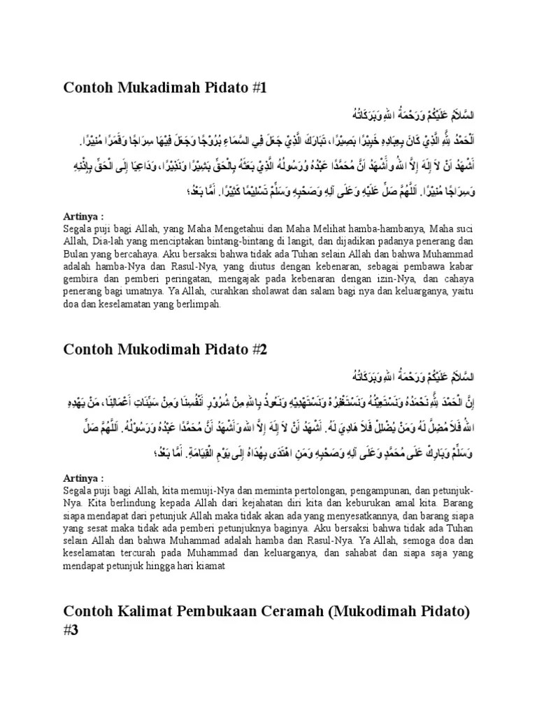 Contoh Mukadimah Pidato | PDF