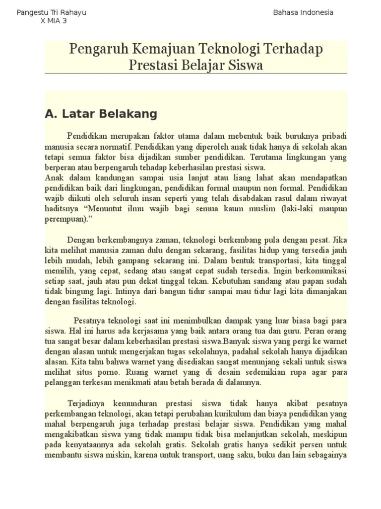 (pdf) analisis kesulitan belajar anak ( siswa sd. Artikel Pengaruh Kemajuan Teknologi Terhadap Prestasi Belajar Siswa