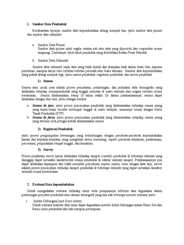 Sumber Data Penduduk | PDF
