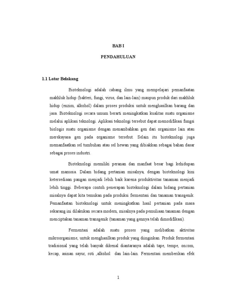 Bab I, Ii, Iii Makalah Bioteknologi Fermentasi Dan Tanaman Transgenik | PDF