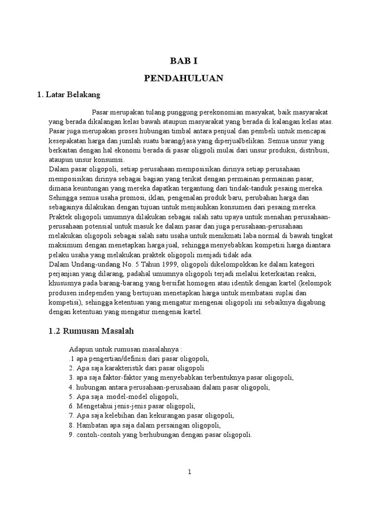 Makalah Pasar Oligopoli | PDF