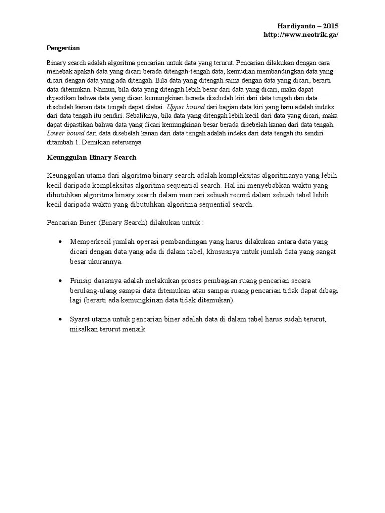 Algoritma Binary Search | PDF