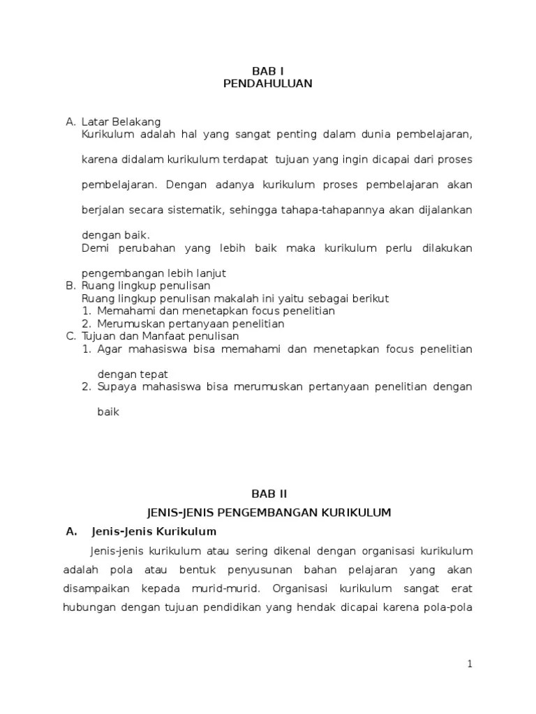 1 Makalah Jenis Jenis Pengembangan Kurikulum | PDF