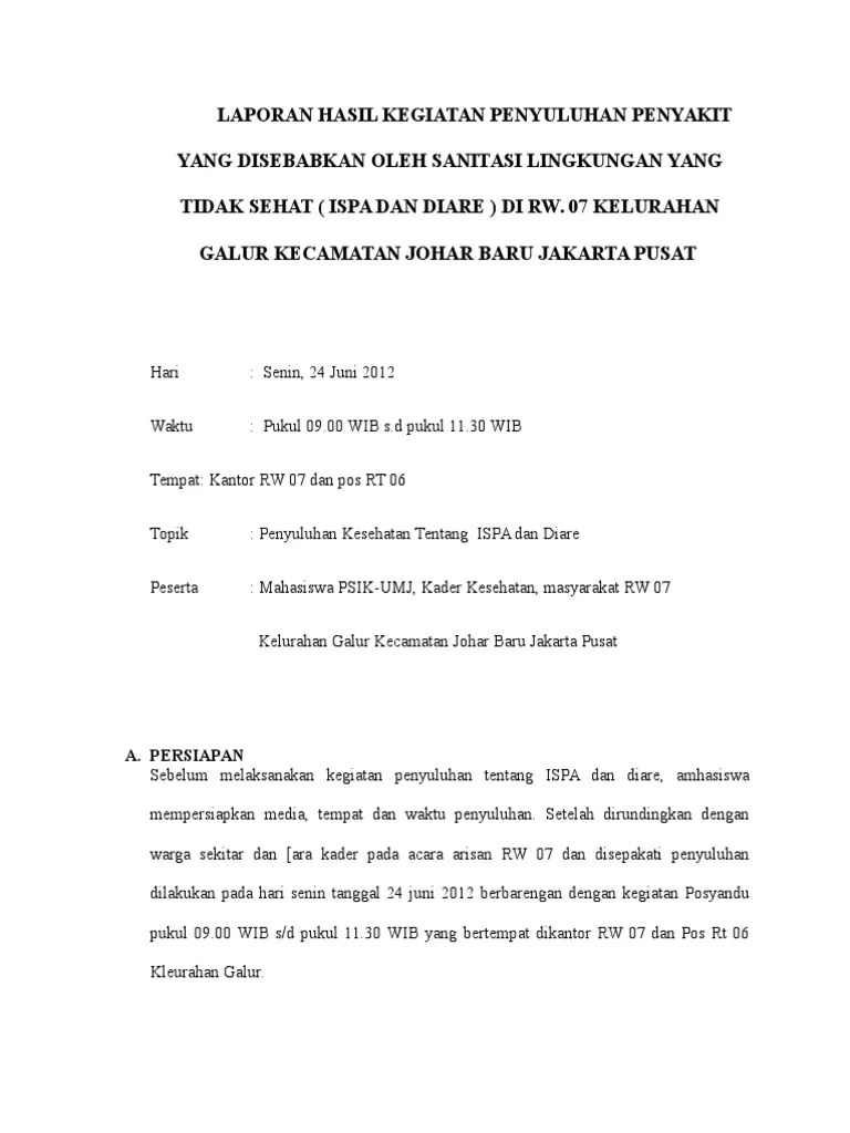 Laporan Hasil Kegiatan Penyuluhan Diare Dan Ispa | PDF