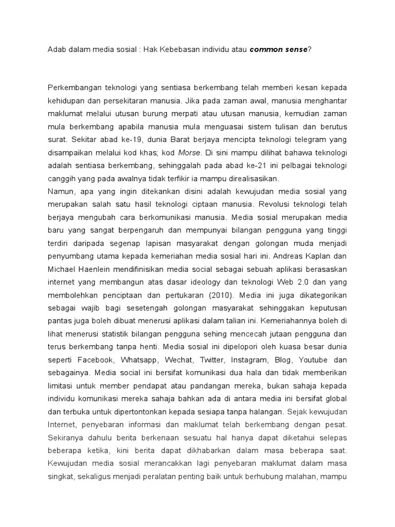 Pada masa kini, penggunaan media sosial amat popular di malaysia. Adab Dalam Media Sosial Pdf