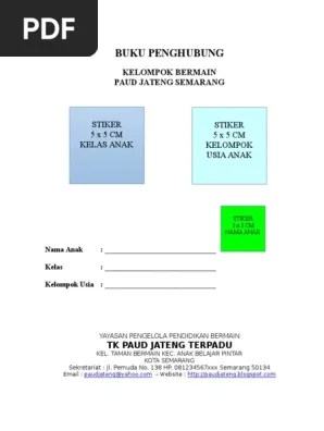 Buku penghubung guru paud dengan orangtua siswa. C 17 Buku Penghubung Paud Tk Kb Tpa Sps