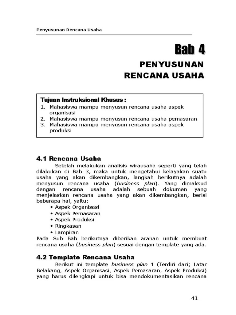 Bab 4 Penyusunan Rencana Usaha | PDF
