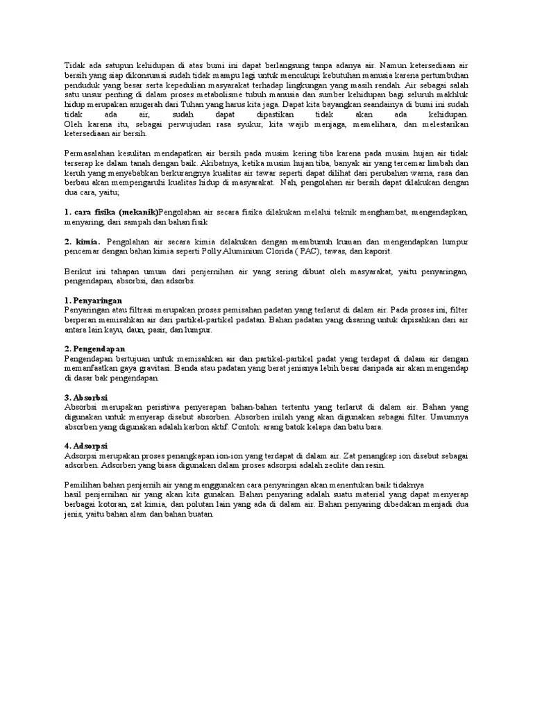 Proses Air Bersih Pada Alat Penjernih Air Secara Alami - Berbagai Alat