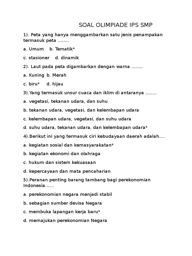 Soal Olimpiade Ips SMP | PDF