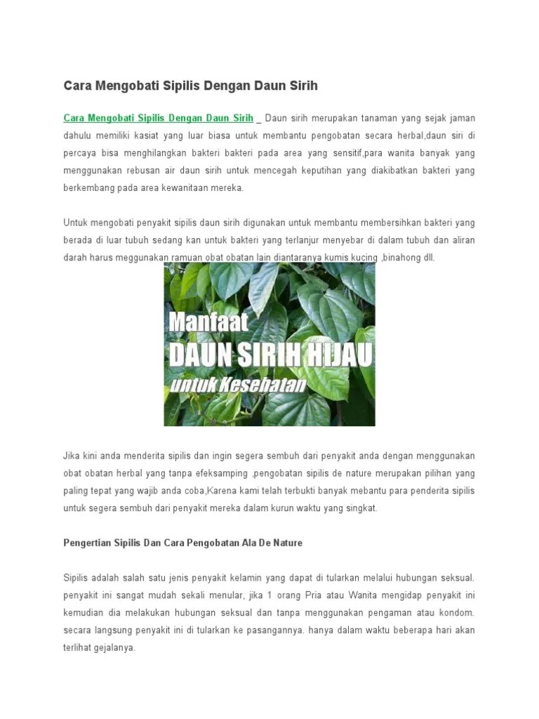 Cara Mengobati Sipilis Dengan Daun Sirih | PDF