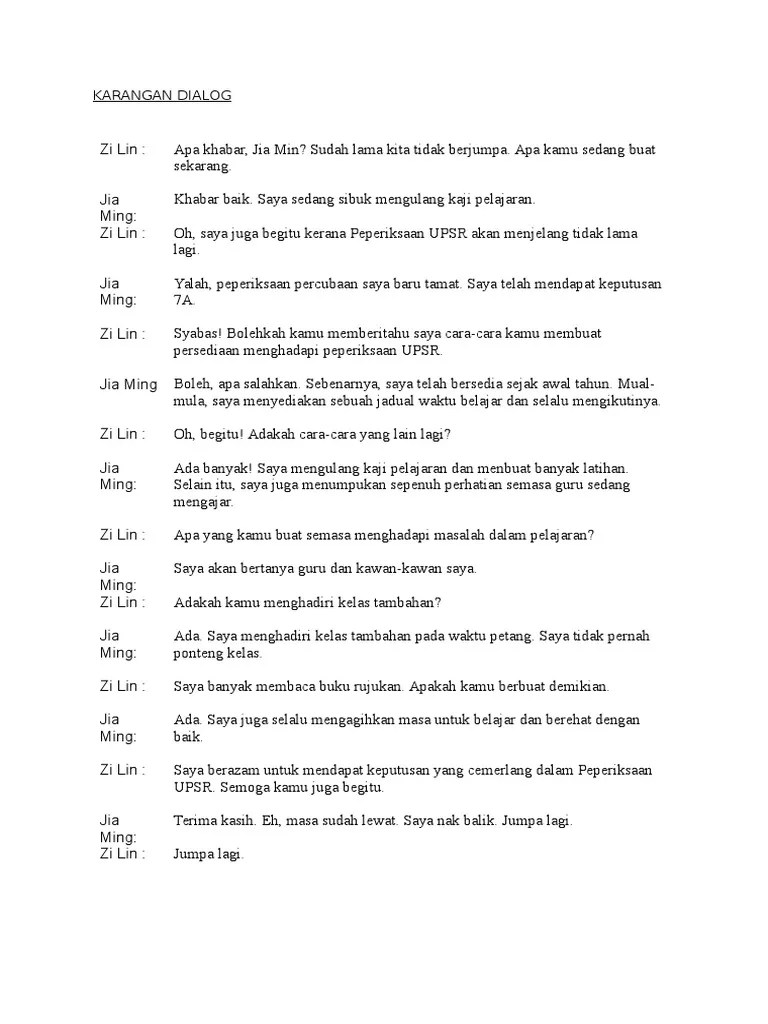 Pembinan karangan ini sesuai untuk tahap pmr dan spm, sama ada karangan bergambar mahupun karangan panjang. Contoh Karangan Dialog Pdf