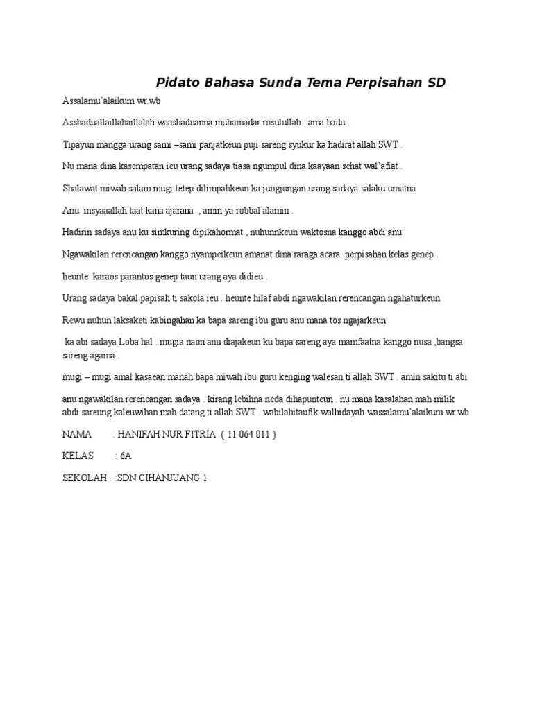 Pidato Bahasa Sunda Tentang Pendidikan Singkat Dan Jelas