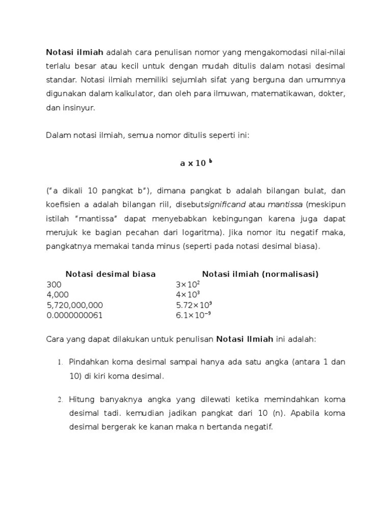 Notasi Ilmiah | PDF